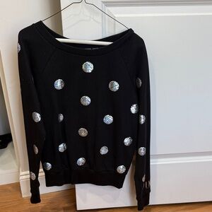 PINK Victoria's Secret Black Long Sleeve Top with Silver Accents